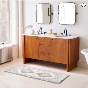 West Elm Esana Bath Runner Green and Cream